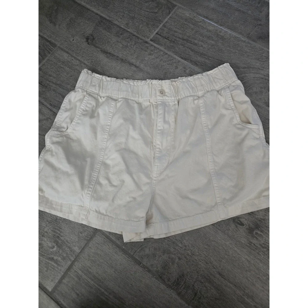 Madewell Women Cream Cotton Viscose Pull On Elastic Paper Bag Waist Shorts 30‎